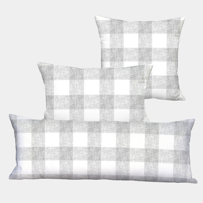 grey buffalo check pillow covers